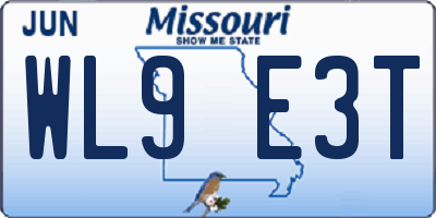 MO license plate WL9E3T