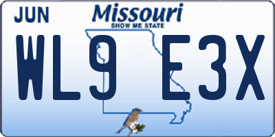 MO license plate WL9E3X