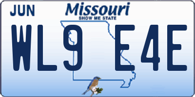 MO license plate WL9E4E