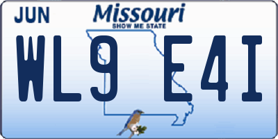 MO license plate WL9E4I