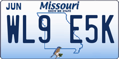 MO license plate WL9E5K