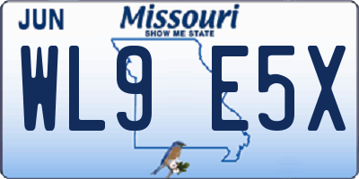 MO license plate WL9E5X