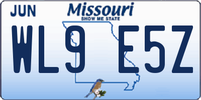 MO license plate WL9E5Z