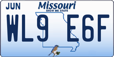 MO license plate WL9E6F
