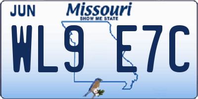 MO license plate WL9E7C