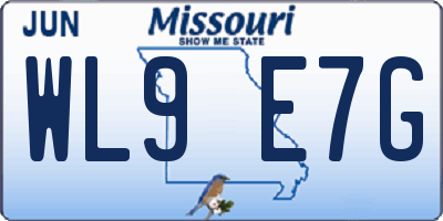 MO license plate WL9E7G