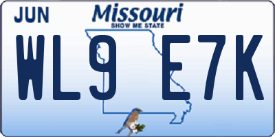 MO license plate WL9E7K