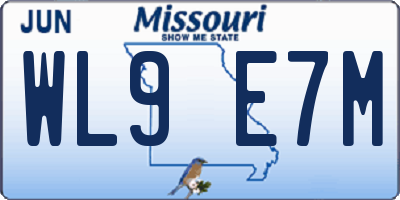 MO license plate WL9E7M