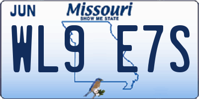 MO license plate WL9E7S