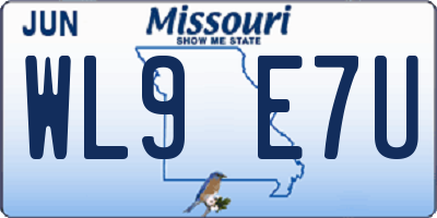 MO license plate WL9E7U