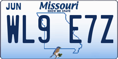 MO license plate WL9E7Z