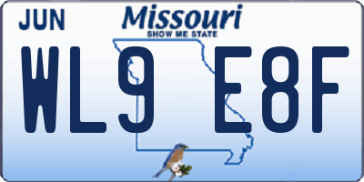 MO license plate WL9E8F