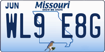 MO license plate WL9E8G
