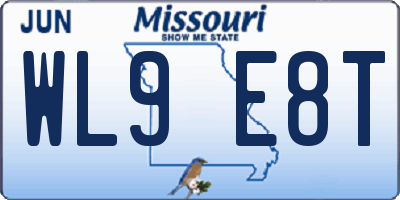 MO license plate WL9E8T