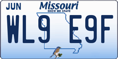 MO license plate WL9E9F