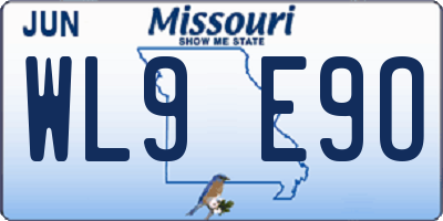 MO license plate WL9E9O