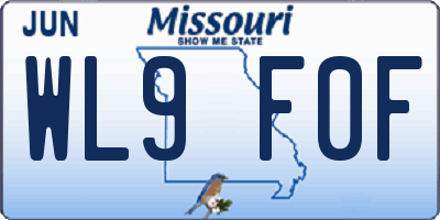 MO license plate WL9F0F