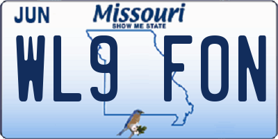MO license plate WL9F0N