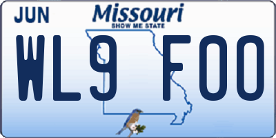 MO license plate WL9F0O