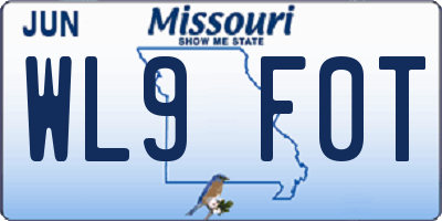 MO license plate WL9F0T