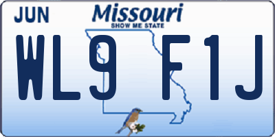 MO license plate WL9F1J