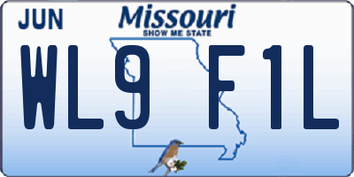 MO license plate WL9F1L