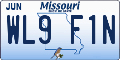 MO license plate WL9F1N