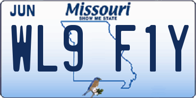 MO license plate WL9F1Y