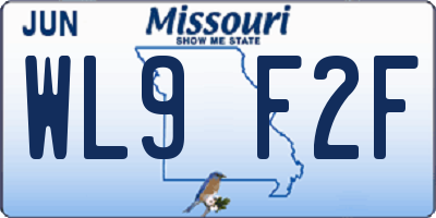 MO license plate WL9F2F