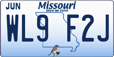 MO license plate WL9F2J