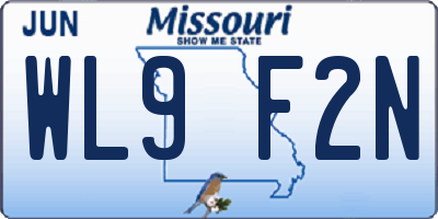 MO license plate WL9F2N