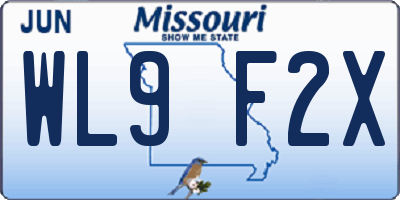 MO license plate WL9F2X