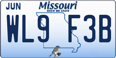 MO license plate WL9F3B