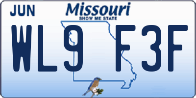 MO license plate WL9F3F
