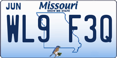 MO license plate WL9F3Q