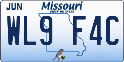 MO license plate WL9F4C