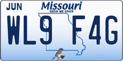 MO license plate WL9F4G