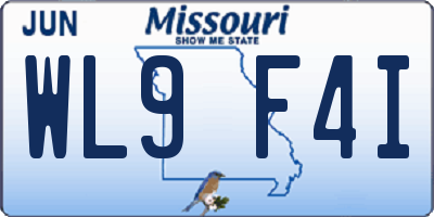 MO license plate WL9F4I