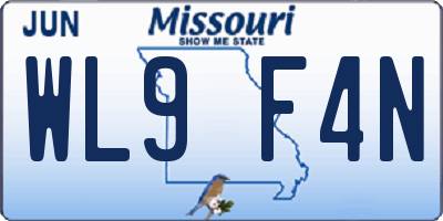 MO license plate WL9F4N