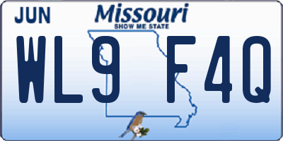 MO license plate WL9F4Q