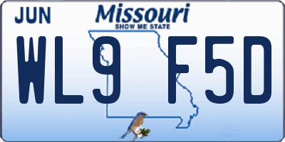 MO license plate WL9F5D