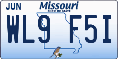 MO license plate WL9F5I