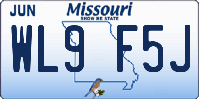 MO license plate WL9F5J