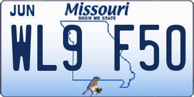 MO license plate WL9F5O