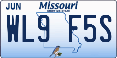 MO license plate WL9F5S