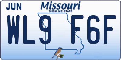 MO license plate WL9F6F