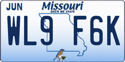 MO license plate WL9F6K