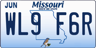 MO license plate WL9F6R