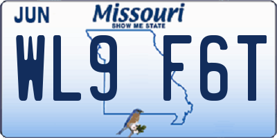 MO license plate WL9F6T