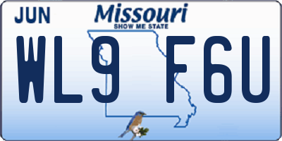 MO license plate WL9F6U